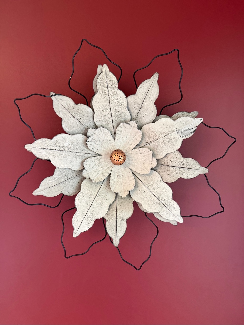 Neutral White Layered Floral Wall Accent - Home Holiday